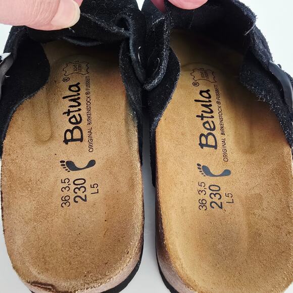Birkenstock Betula Boston Clog Size 36 L5 Black Suede Slip On Shoe Mule - Picture 7 of 8